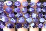 CTW655 10mm faceted & twisted S-shaped dogtooth amethyst beads