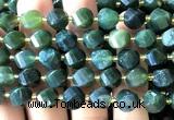 CTW683 15 inches 10mm faceted & twisted S-shaped moss agate beads