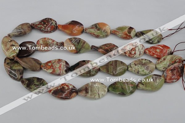 CTW93 15.5 inches 18*30mm twisted oval rainforest agate gemstone beads