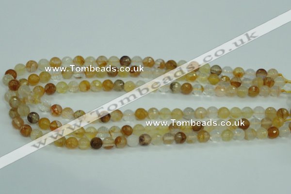 CYC113 15.5 inches 8mm faceted round yellow crystal quartz beads