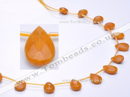 CYJ24 9*13mm faceted teardrop yellow jade beads Wholesale