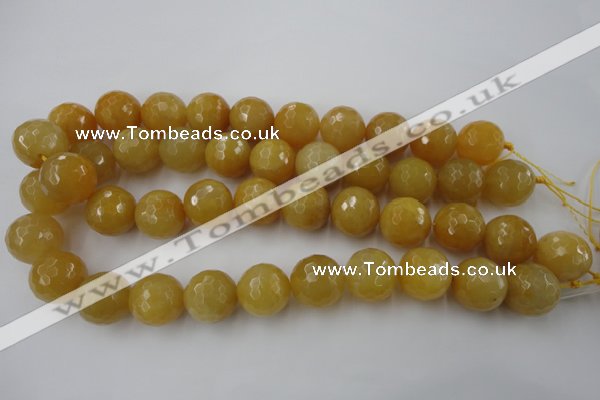 CYJ328 15.5 inches 18mm faceted round yellow jade beads wholesale