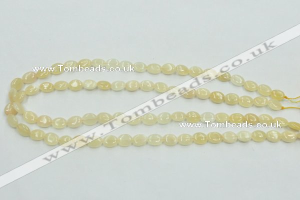 CYJ59 15.5 inches 8*10mm oval yellow jade gemstone beads wholesale