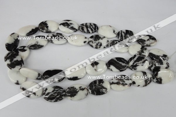 CZJ221 15.5 inches 18*25mm oval black & white zebra jasper beads