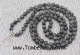 GMN1130 Hand-knotted 8mm, 10mm black labradorite 108 beads mala necklaces with charm