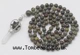 GMN1447 Hand-knotted 8mm, 10mm dragon blood jasper 108 beads mala necklace with pendant