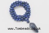 GMN4087 Hand-knotted 8mm, 10mm lapis lazuli 108 beads mala necklace with pendant