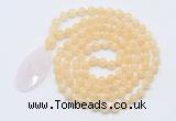 GMN5160 Hand-knotted 8mm, 10mm honey jade 108 beads mala necklace with pendant