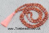 GMN694 Hand-knotted 8mm, 10mm fire agate 108 beads mala necklaces with tassel