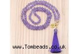 GMN8205 18 - 36 inches 8mm amethyst 54, 108 beads mala necklace with tassel