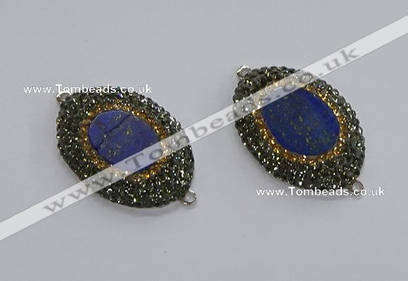 NGC1160 25*35mm oval lapis lazuli gemstone connectors wholesale