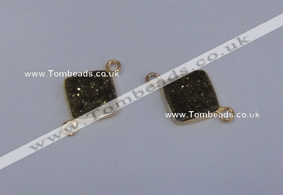 NGC1530 12*12mm diamond druzy quartz gemstone connectors wholesale