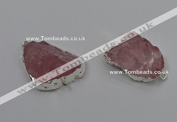 NGC1559 18*25mm - 30*35mm freeform rose quartz connectors