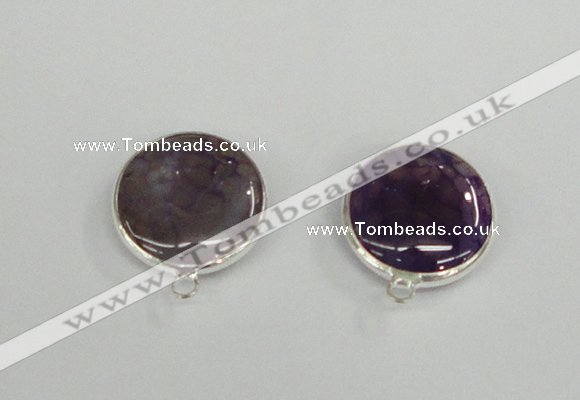 NGC380 18mm flat round agate gemstone connectors wholesale