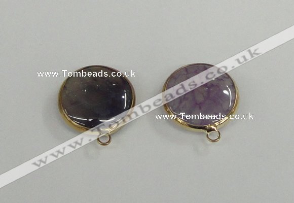 NGC391 18mm flat round agate gemstone connectors wholesale