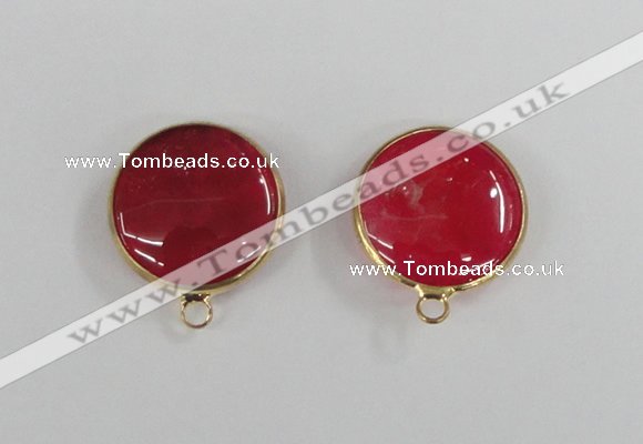 NGC392 18mm flat round agate gemstone connectors wholesale