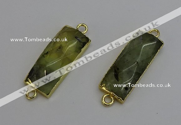 NGC5080 12*30mm - 15*35mm rectangle green rutilated quartz connectors