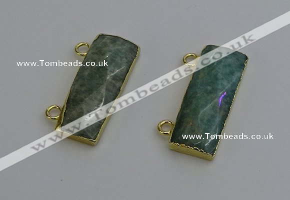 NGC5102 12*30mm - 15*35mm faceted rectangle amazonite connectors