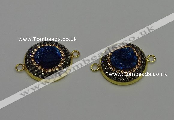 NGC5318 20mm - 22mm coin plated druzy agate connectors