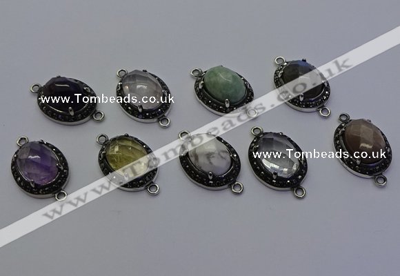 NGC5545 16*20mm oval mixed gemstone connectors wholesale