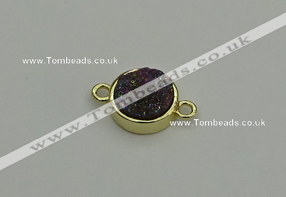 NGC5782 12mm coin plated druzy agate connectors wholesale