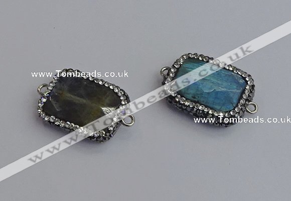 NGC5961 18*22mm faceted rectangle labradorite connectors wholesale