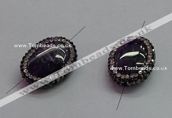 NGC7526 15*20mm - 16*22mm oval amethyst connectors wholesale