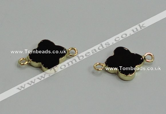 NGC870 18mm flower black agate gemstone connectors wholesale