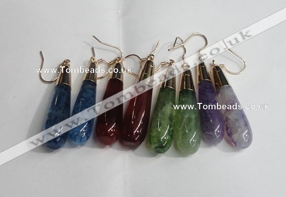 NGE18 10*40mm teardrop mixed agate gemstone earrings wholesale