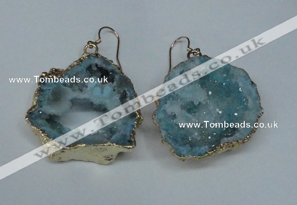 NGE31 30*35mm - 35*40mm freeform plated druzy agate earrings