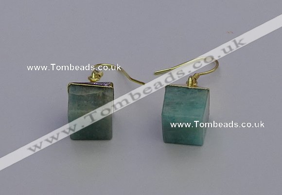 NGE5092 10*15mm cube amazonite gemstone earrings wholesale