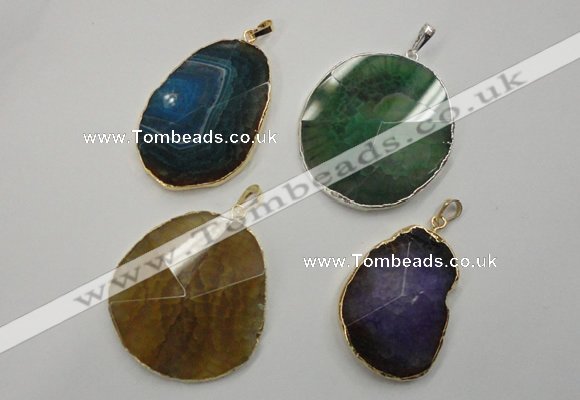 NGP1110 30*40 - 40*50mm freeform druzy agate pendants with brass setting