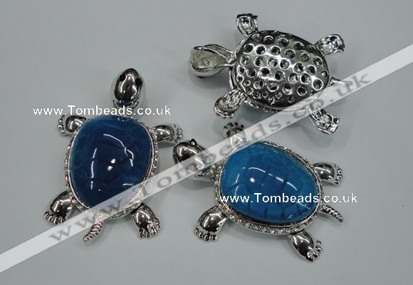 NGP1298 43*60mm tortoise agate pendants with crystal pave alloy settings