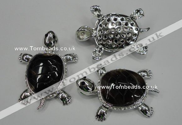 NGP1300 43*60mm tortoise agate pendants with crystal pave alloy settings