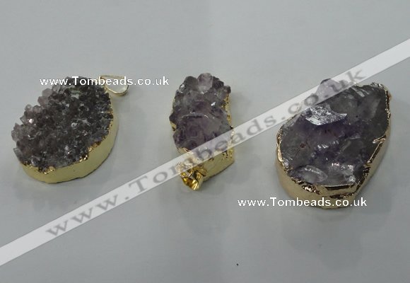 NGP1337 20*30mm - 30*40mm freeform agate pendants with brass setting