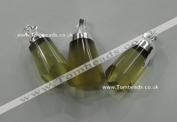 NGP1352 15*30mm - 18*40mm faceted nuggets lemon quartz pendants