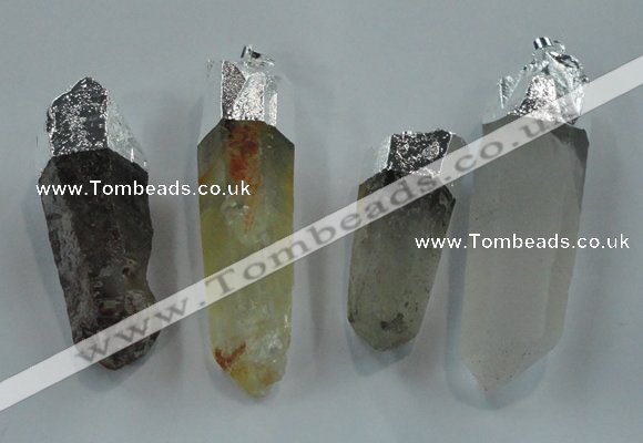 NGP1549 15*45mm - 20*65mm faceted nuggets mixed quartz pendants