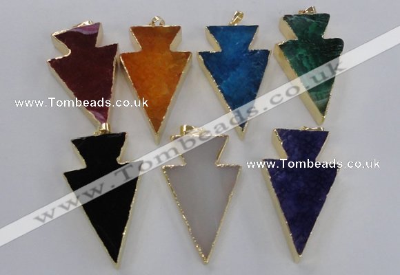 NGP1719 28*50mm - 30*55mm arrowhead agate gemstone pendants