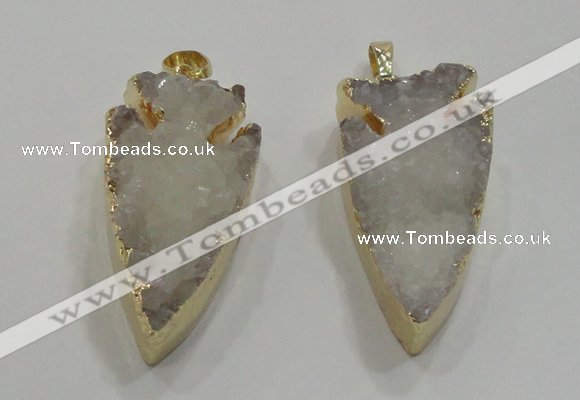 NGP1750 20*30mm - 25*50mm arrowhead druzy agate gemstone pendants