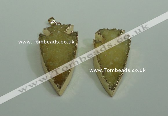 NGP1872 20*30mm - 25*50mm arrowhead druzy agate gemstone pendants