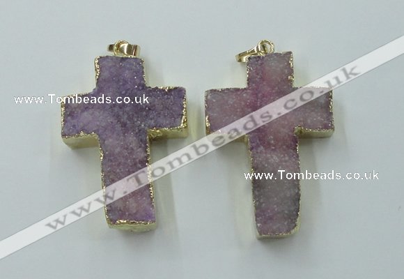 NGP1878 30*45mm - 32*50mm cross druzy agate gemstone pendants