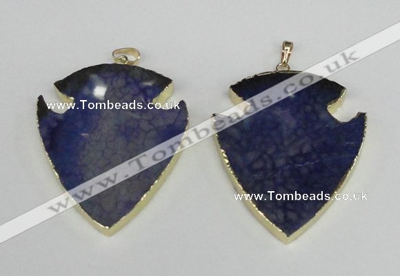 NGP1961 47*57mm arrowhead agate gemstone pendants wholesale