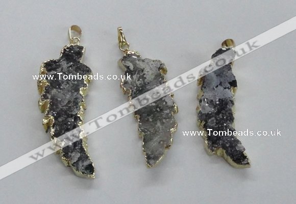 NGP1988 15*40mm - 20*50mm wing-shaped druzy agate pendants