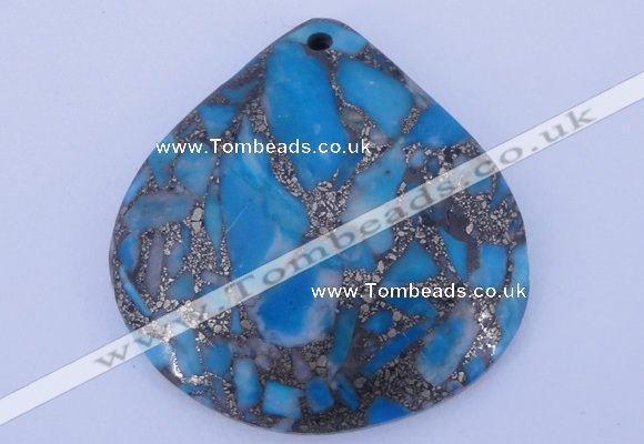 NGP237 40*40mm dyed golden turquoise & pyrite gemstone pendants