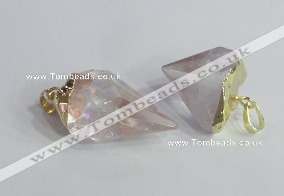 NGP2502 18*20mm - 15*25mm faceted nuggets white crystal pendants