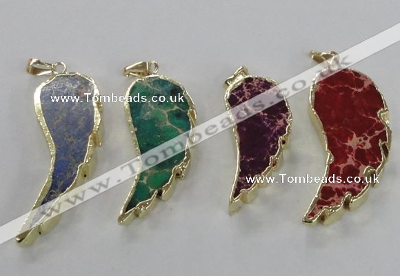 NGP2530 18*40mm - 22*55mm wing-shaped sea sediment jasper pendants