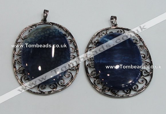 NGP2972 50*60mm oval agate gemstone pendants wholesale