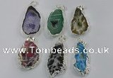 NGP3105 25*40mm - 30*50mm freeform druzy agate gemstone pendants