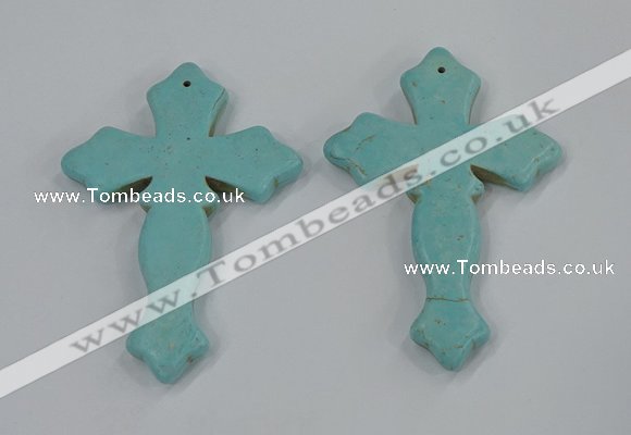 NGP3224 50*75mm cross turquoise gemstone pendants wholeasle