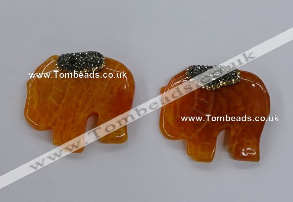 NGP3261 40*48mm - 45*50mm elephant agate gemstone pendants